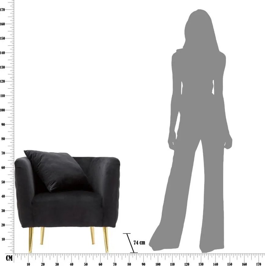 Fotoliu negru cu tapițerie din catifea Bucarest – Mauro Ferretti