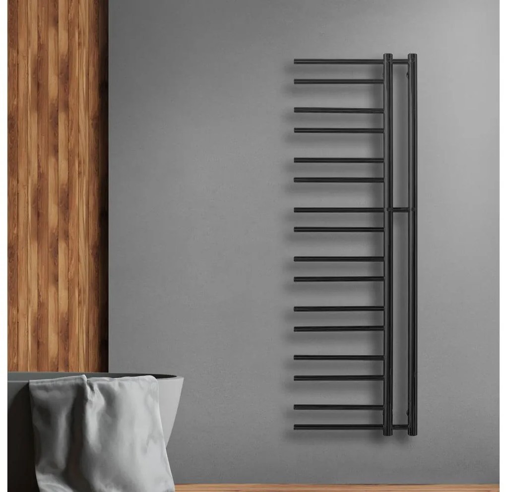 P.M.H. T2B-L - Radiator de baie tip scară THEIA, 352 W, 154 cm, stânga/negru