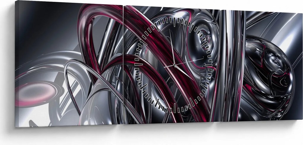 Tabloul cu abstracție gri (cu ceas) (90x30 cm)