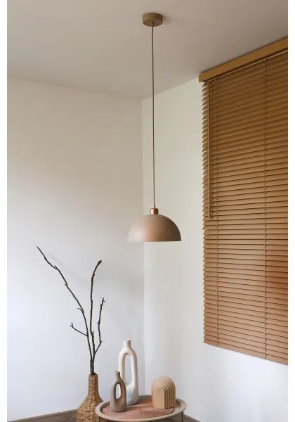 Duolla - Lustră suspendată pe cablu IRONLINE 1xE27/15W/230V, Ø 27 cm, bej/cupru