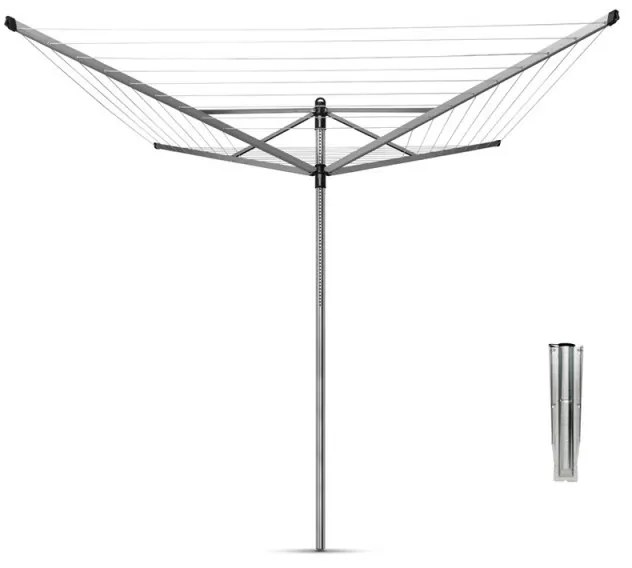 Uscator de rufe pentru exterior Brabantia Lift-O-Matic 90300266, 40 m, Inaltime reglabila, Tepusa metalica, Geanta pentru clesti, Husa, Rezistent la coroziune, Inox