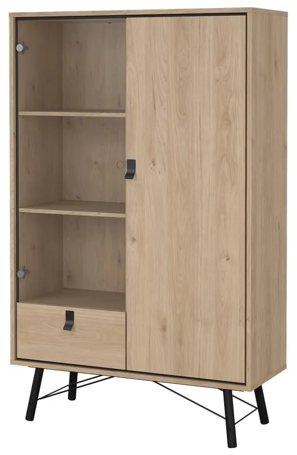 Vitrină în culoare naturală cu aspect de lemn de stejar 102x162x40 cm Ry – Tvilum