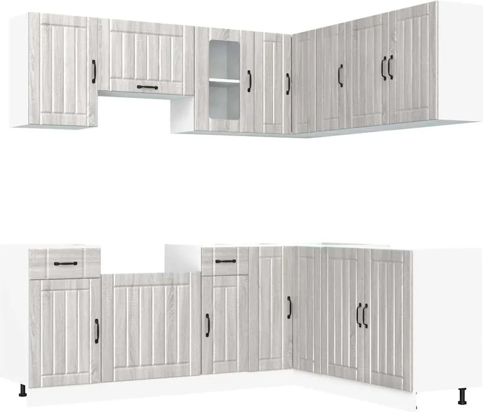 vidaXL Set de dulapuri de bucătărie 11 piese „Kalmar” lemn Sonoma gri