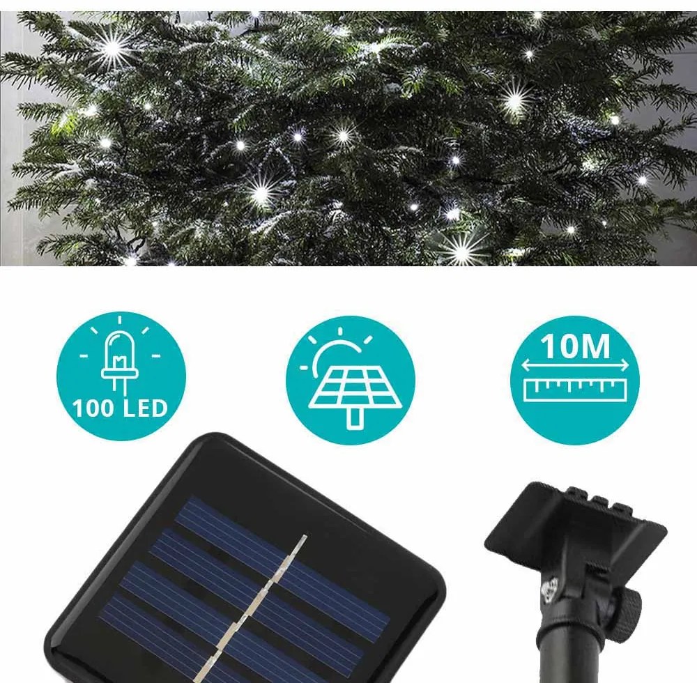 Ghirlanda luminoasa solara pentru gradina cu 100 LED