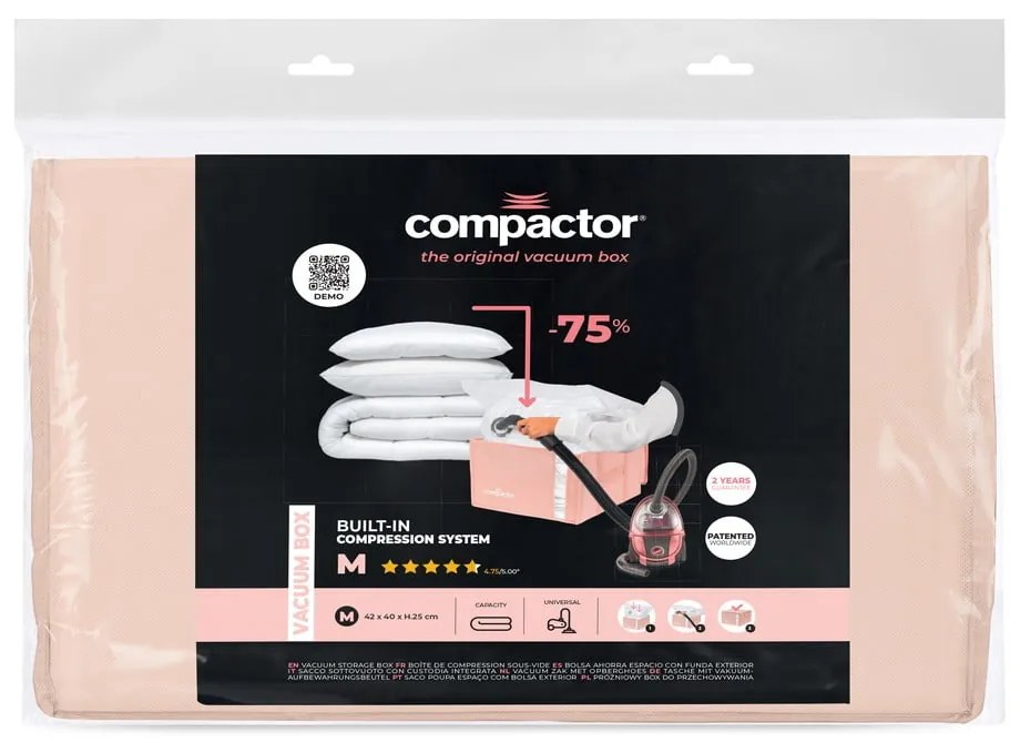 Cutie de depozitare pentru haine din plastic cu vacuum 42x40x25 cm Pink Edition – Compactor