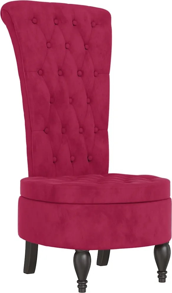vidaXL Fotoliu cu spătar înalt, roșu vin, catifea, design cu nasturi