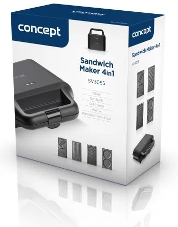 Aparat de sandvici Concept SV3055 4 în 1 700W/230V negru