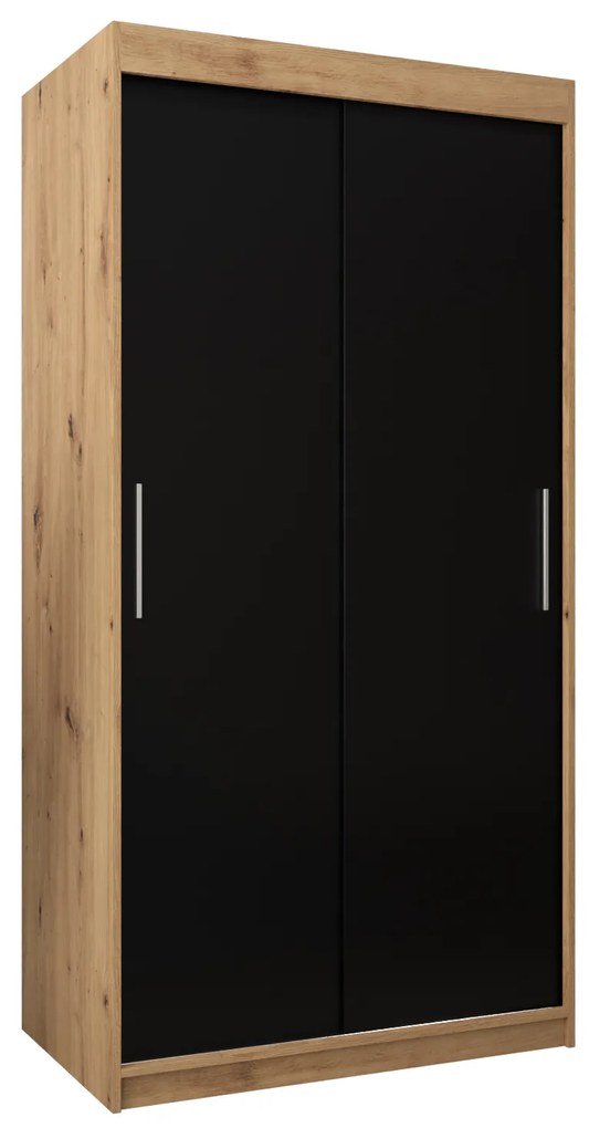 Dulap de haine 100 cm Toki (stejar artisan + negru mat). 1064798