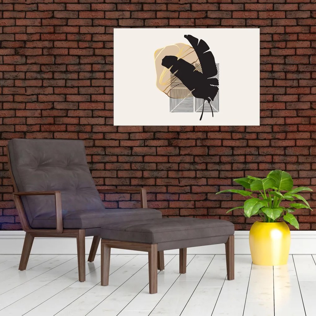 Tablou - Abstracție cu frunze tropicale N⁰4 (90x60 cm)