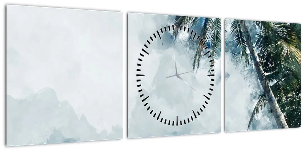 Tablou - Palmier lângă mare (cu ceas) (90x30 cm)