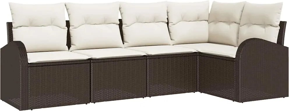 vidaXL Set de canapea cu pernă 5 pcs Maro Poliester