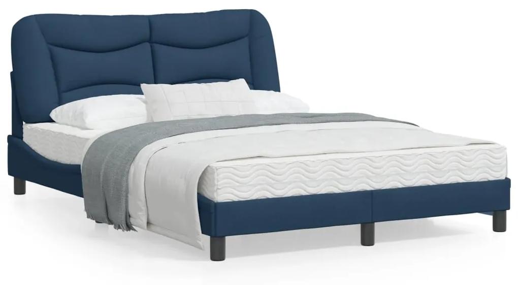 3207764 vidaXL Cadru de pat cu tăblie, albastru, 120x200 cm, textil