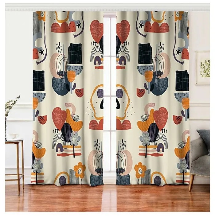 Set 2 draperii cu amestec de bumbac Minimalist Home World, 140 x 260 cm