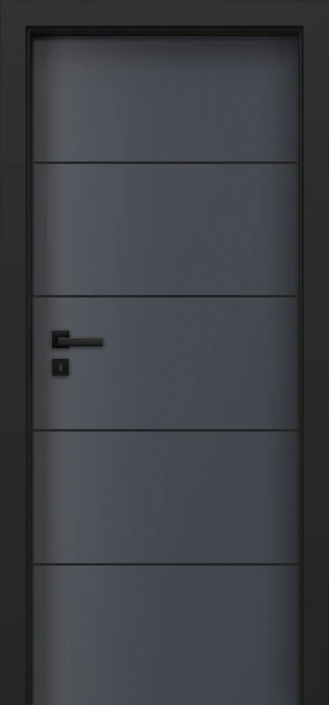 Usa de interior gri antracit finisaj CPL cu toc metalic negru mat - ORIZONT 3.5 DR, 100 mm, Toc metalic negru vopsit, Gri Antracit, Laminat CPL, 911 x