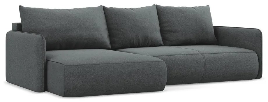 Colțar gri extensibil/cu spațiu de depozitare (cu colț pe partea stângă) Nanea – Makamii