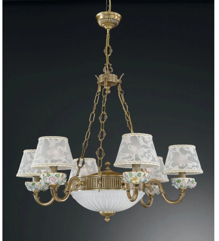 Candelabru clasic din alama cu detalii din portelan 9000