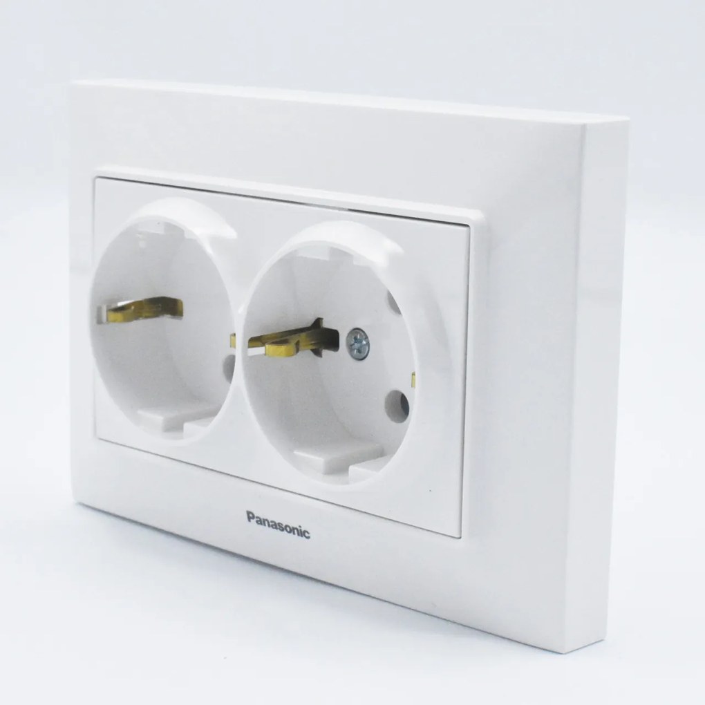 Priza dubla cu impamantare, 16A, IP20, Alb, Arkedia Slim