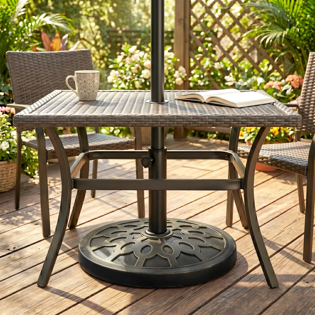 Outsunny Bază Rotundă pentru Umbrelă de Ø38 mm și Ø48 mm cu Mâner, Ø45x33 cm, Bronz | Aosom Romania