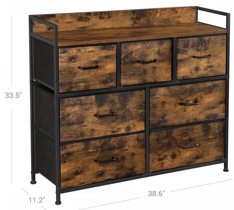 Comoda Multifunctionala, Maro / Negru, MDF / Metal, Vasagle, LTS137B01