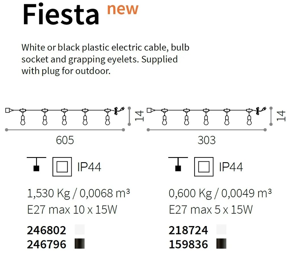 Instalatie cu 10 surse de iluminat exterior design modern FIESTA SP10 NERO 246796 IDL