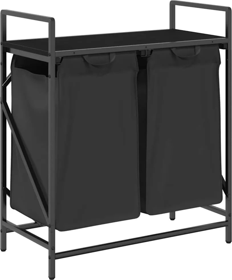 vidaXL Coș de rufe 2 compartimente cu raft stejar negru