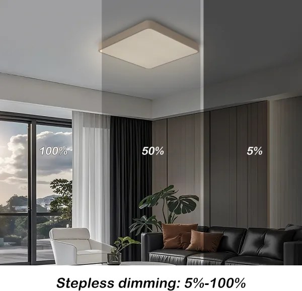 Brilagi-LED Plafonieră LED POOL, 36W, 230V, 3000-6000K, 40x40 cm, bej, cu dimmer și telecomandă