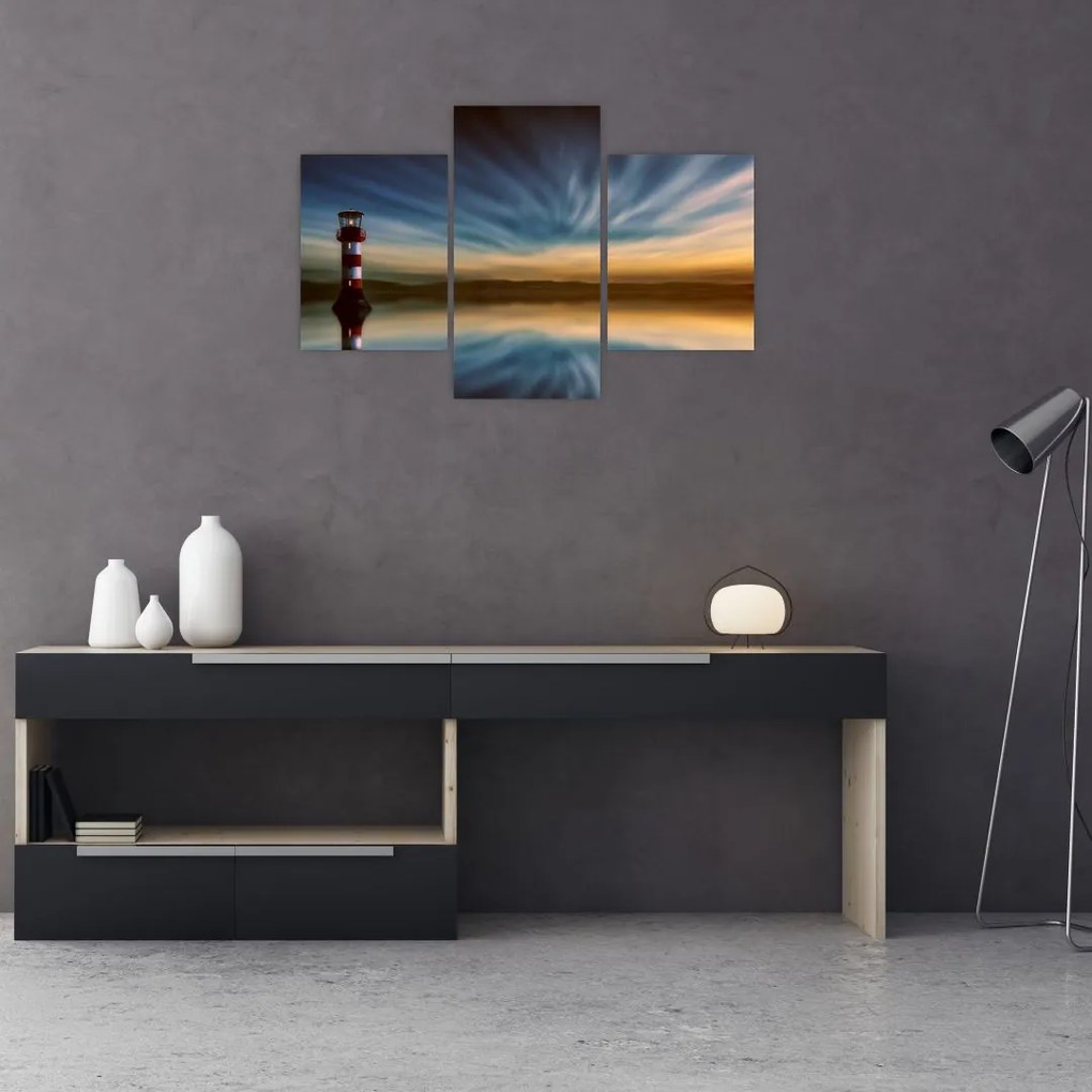 Tablou cu farul în mare (90x60 cm)