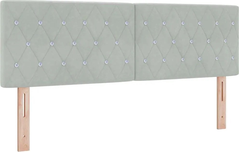 vidaXL Tăblie LED cu benzi LED cu headboard Gri deschis 160 cm Catifea