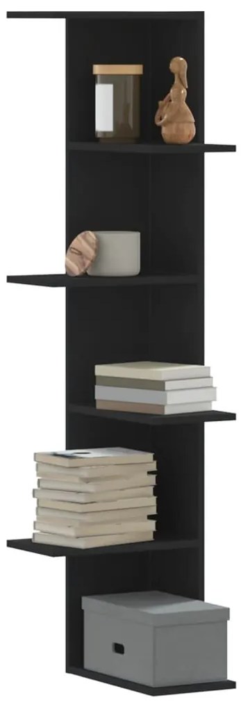 vidaXL Raft colțar perete negru 36,5x36,5x140 cm lemn prelucrat