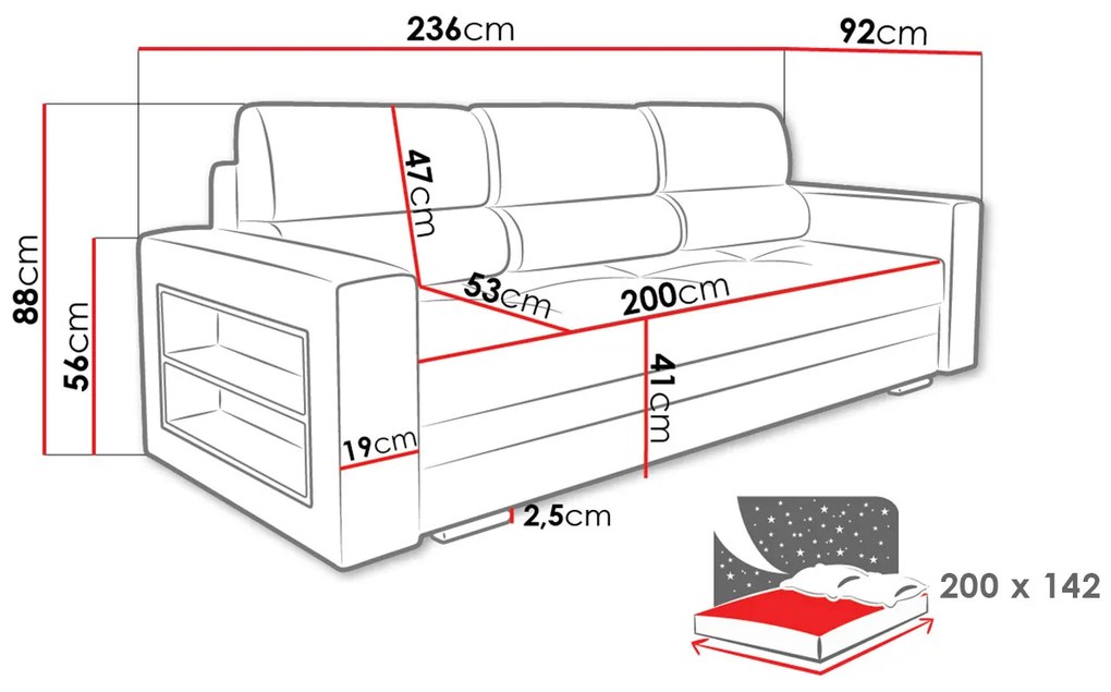Canapea extensibilă Carona (maro + Bej) (cu sp. depozitare). Promo -17%. 1105425
