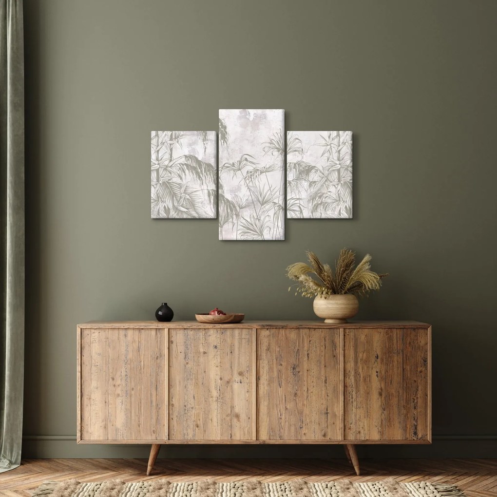 Tablou - Plante tropicale pe perete gri (90x60 cm)
