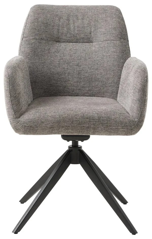 Scaun de sufragerie gri cu cotiere tapițat Roxana – Unique Furniture