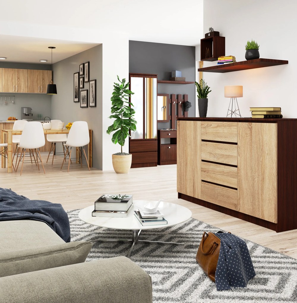 Comodă Koa (wenge + stejar sonoma). 1069052