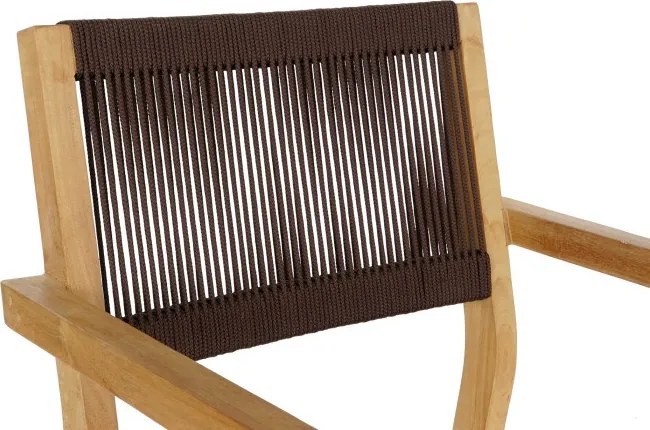 Set dining exterior din lemn de tec și frânghie, masă și 4 scaune, 5 piese, finisaj natural, „Terrawood”