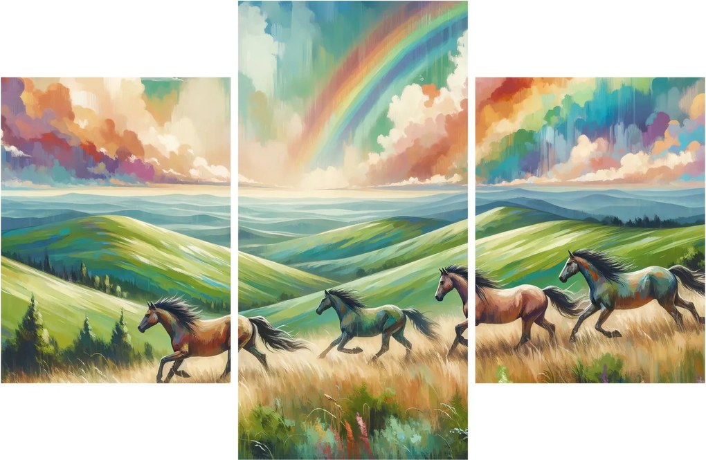 Tablou – Cai galopând prin peisaj (90x60 cm)