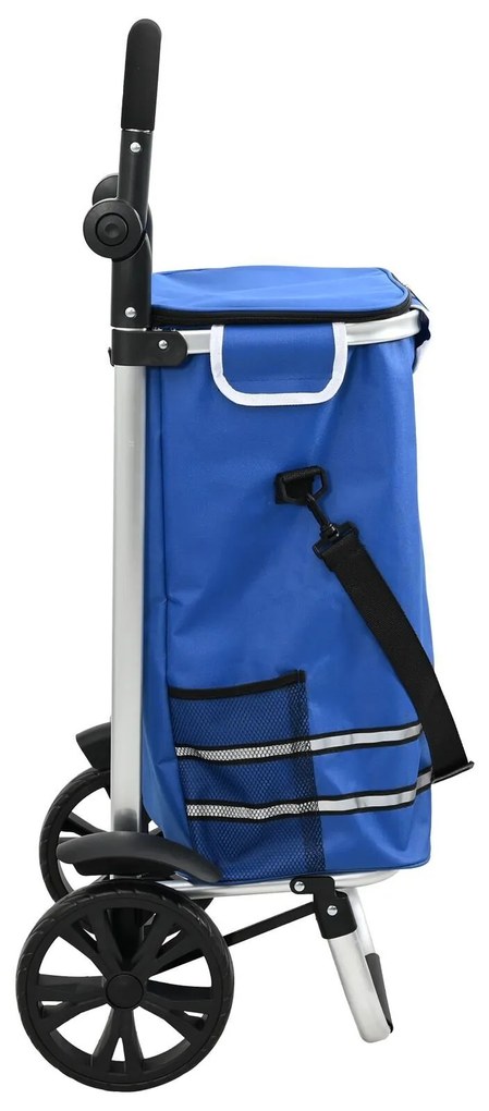 vidaXL Cărucior de cumpărături cu roți și mâner reglabil, albastru, 40 L