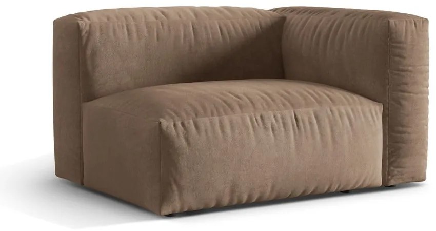 Modul pentru canapea modulară maro deschis cu tapițerie din catifea (cu colț pe partea dreaptă) Martina – Micadoni