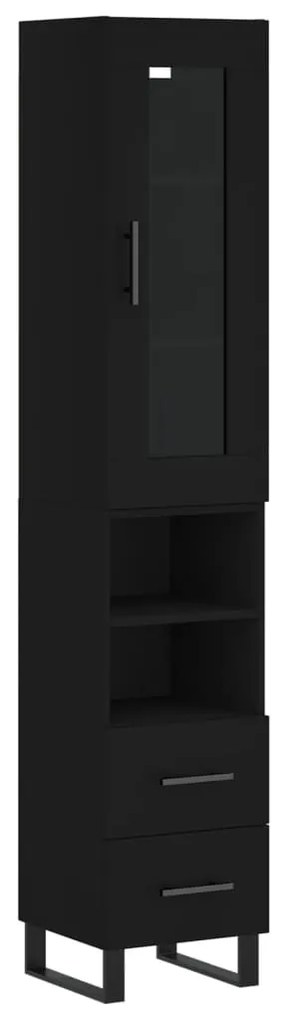 3199322 vidaXL Dulap înalt, negru, 34,5x34x180 cm, lemn prelucrat