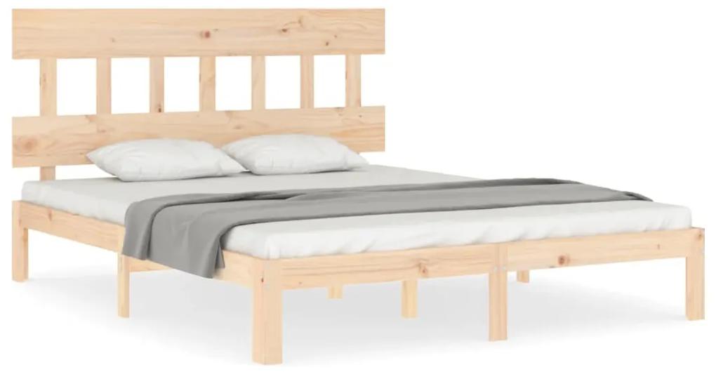 3193601 vidaXL Cadru de pat cu tăblie, king size, lemn masiv