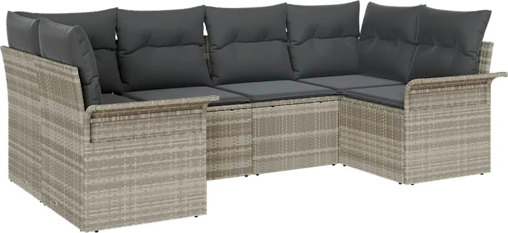 vidaXL Set de canapele pentru grădină 6 pcs Gri deschis Rattan poli