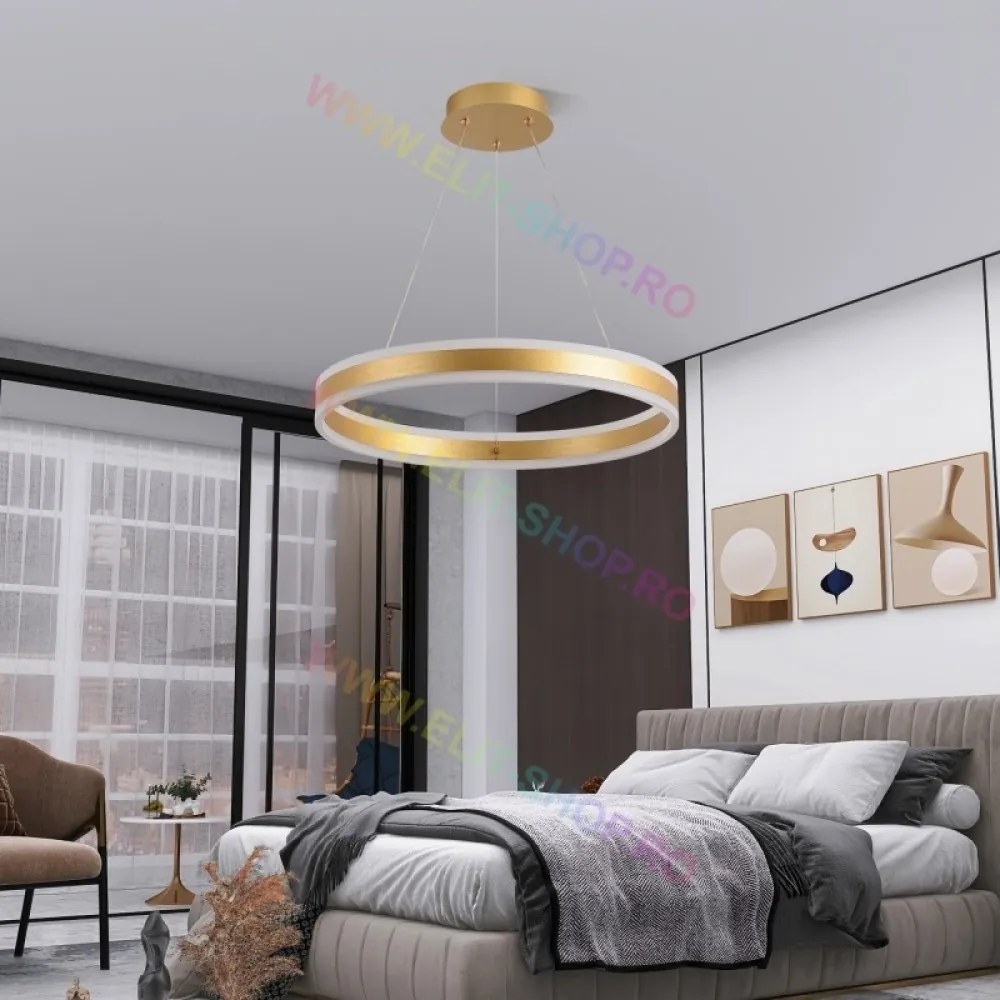 Lustra LED Cu Telecomanda, Elit's Esn1768/500D-GD, 124W, GOLD