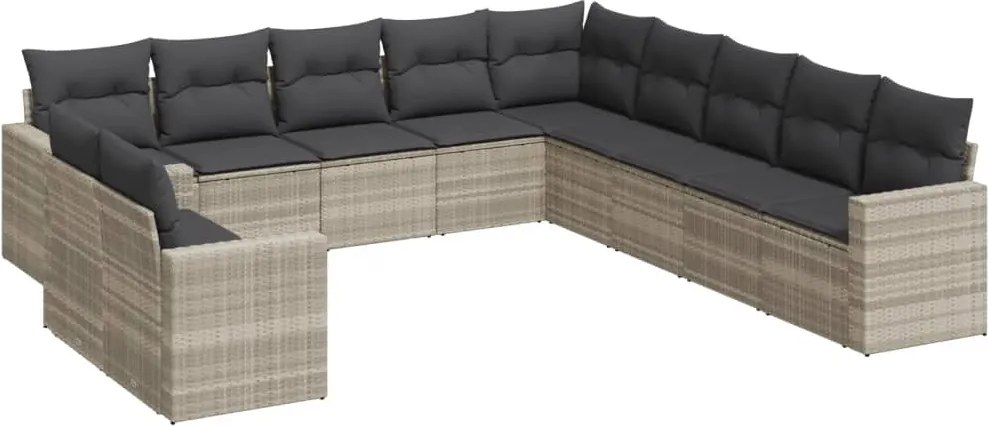 vidaXL Set canapele de grădină cu perne, 11 piese, gri, poliratan