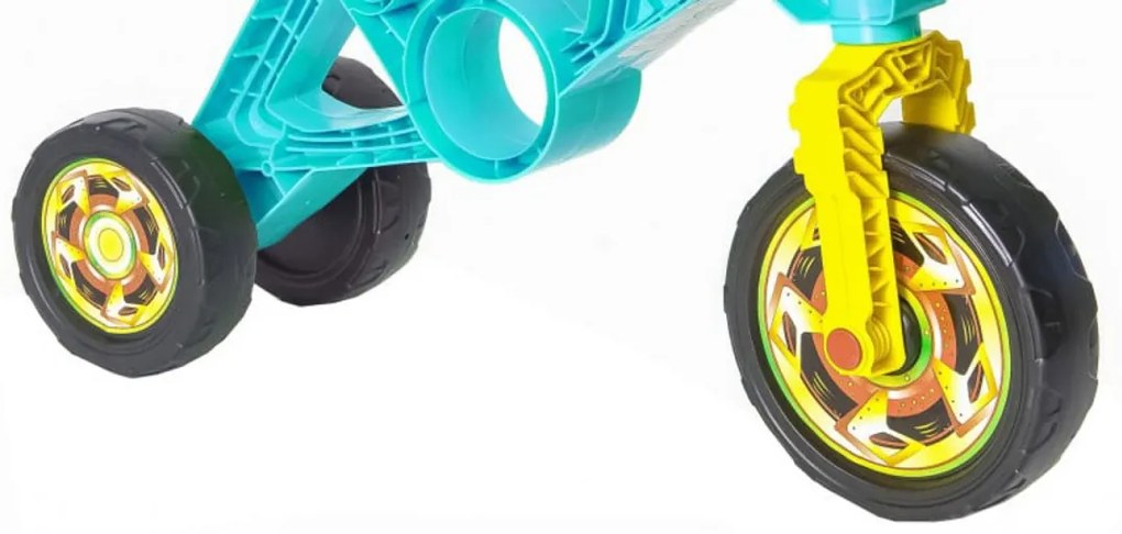 Motocicleta cu functie de trotineta fara pedale pentru copii NOVOKIDS™ EVO Balance Bike, Cu claxon, Maxim 30 Kg, 3 roti, Stabilitate mare, Turquoise