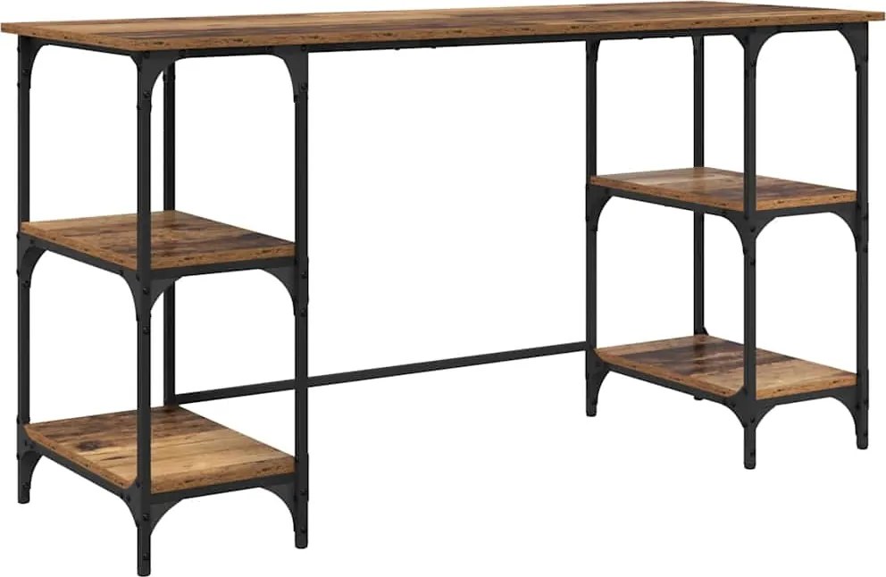 vidaXL Birou cu raft Lemn Vechi 140 x 50 x 75 cm Lemn compozit