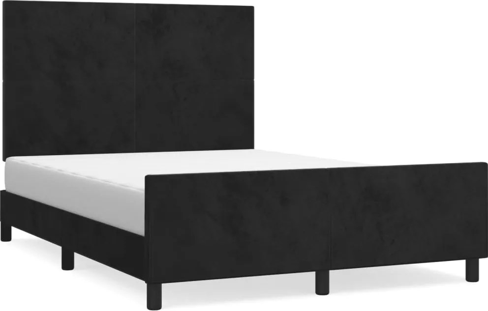 vidaXL Cadru de pat fără saltea, negru, 140x190 cm, catifea