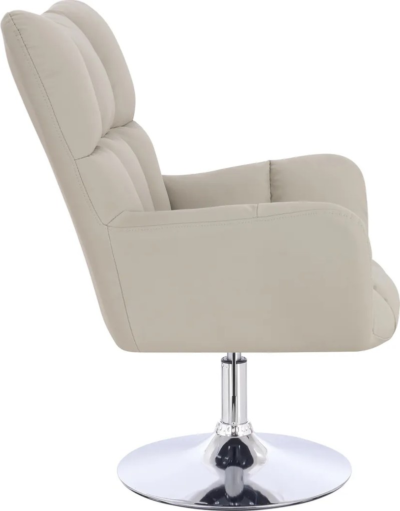 HR650N Scaun Ecru Piele Ecologica Premium Soft cu Bază Cromata