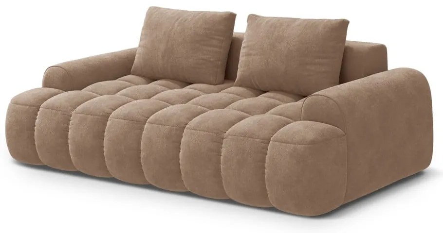 Canapea maro deschis cu tapițerie din catifea 200 cm Linz – Cosmopolitan Design