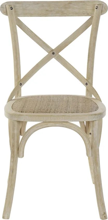 Scaun dining natur din lemn masiv de ulm cu spătar împletit din ratan, 89x50x52,5 cm, „Bastide"