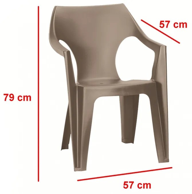 Scaun de grădină Dante din plastic cu spătar jos, cappuccino