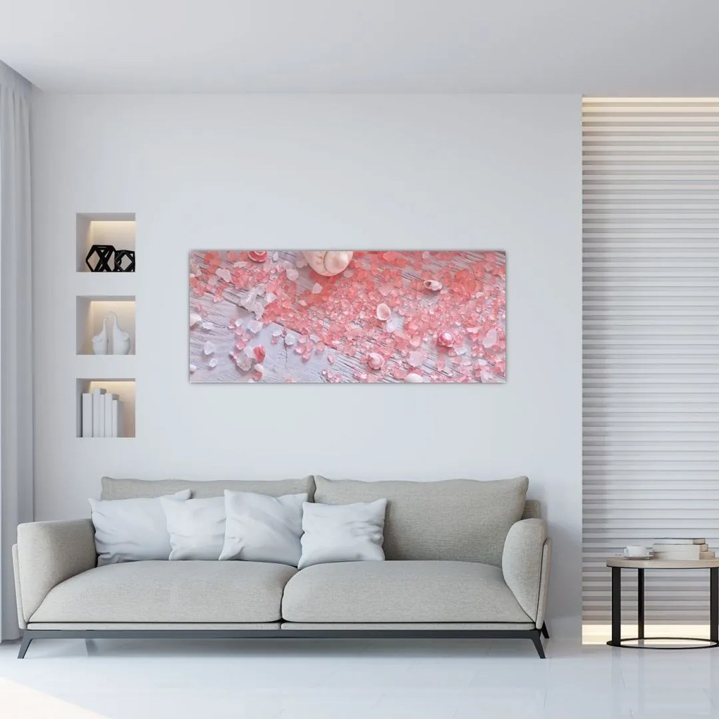 Tablou - Atmosfera de litoral în nuanțe roz (120x50 cm)